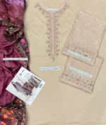Women's Embroidered Dhanak Suit Brown