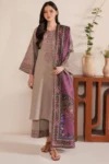 Women's Embroidered Dhanak Suit Brown Winter Party Wear