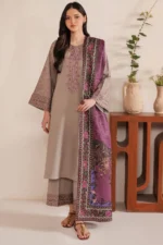 Women's Embroidered Dhanak Suit Brown Winter Party Wear